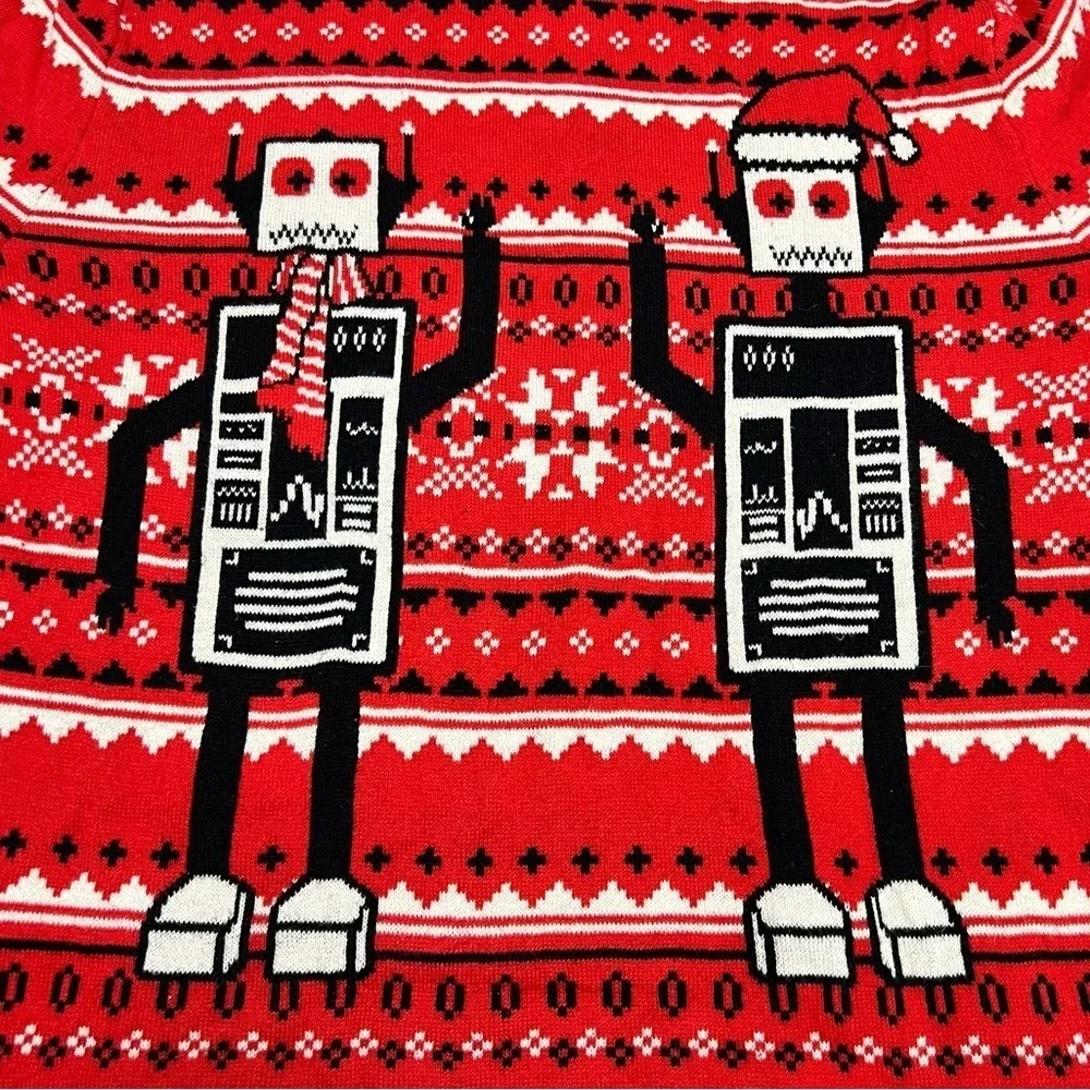 Alex Stevens Red Robot Ugly Christmas Sweater Size Large